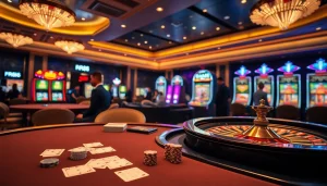 RR88 players enjoying a thrilling poker game surrounded by luxurious gambling elements.