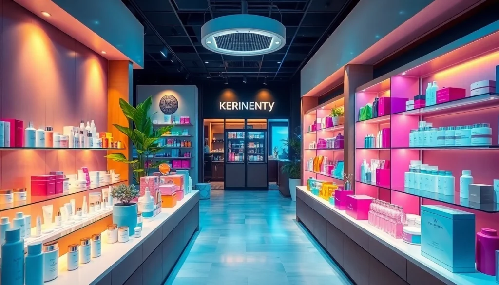 Koreanska skönhetsprodukter visas i en livlig hudvårdsbutik som visar koreansk hudvård online Sverige.