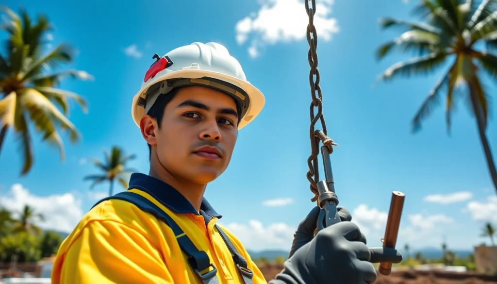 Engaged electrician apprenticeship in Hawaii with apprentice using tools on-site.