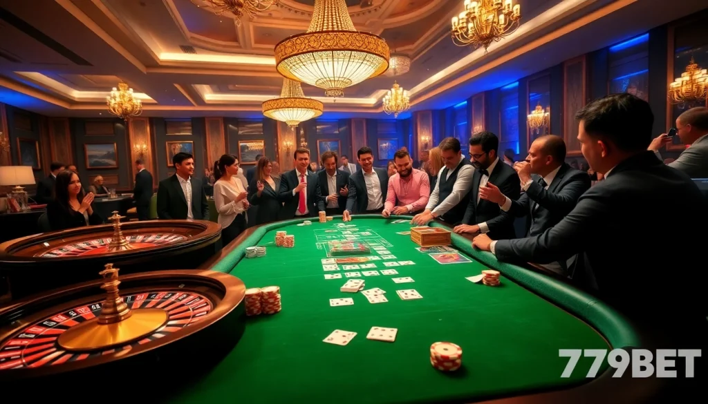 Players enjoying a dynamic game at 789BET casino with vibrant tables and exciting ambiance.