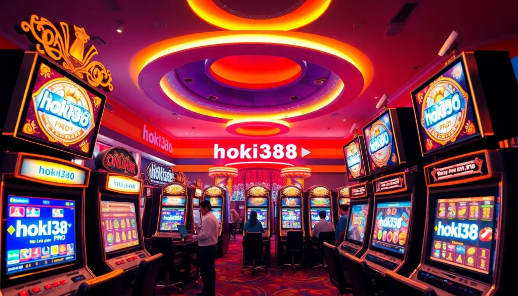 Online gaming excitement at hoki138 pro with dynamic slot machines and vibrant atmosphere.