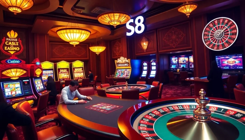 Experience the thrill of S8 casino with vibrant slot machines and exciting gaming tables.
