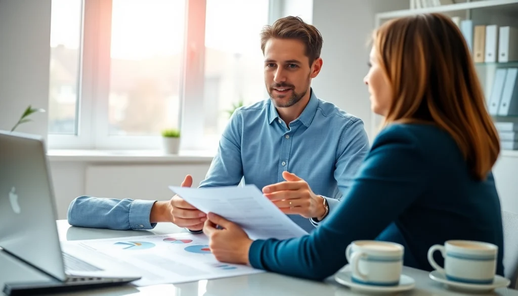 Guide clients through the property insurance claims process in a professional office setting.