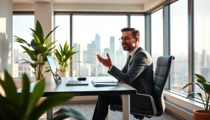 Engaging business coach near me in a serene office space fostering collaboration.