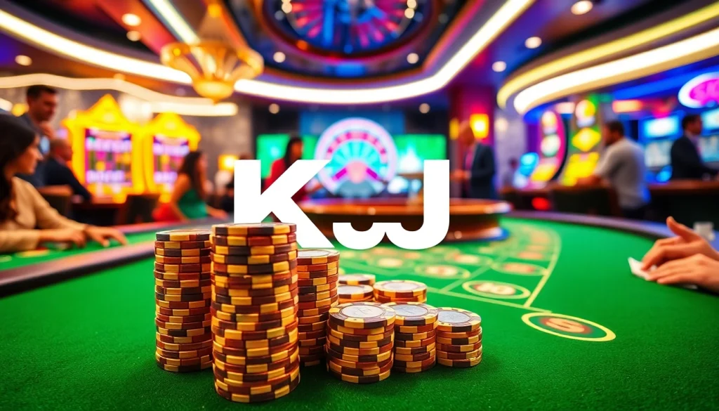 KJC online gambling interface showcasing exciting casino gameplay with vibrant tables and enthusiastic players.