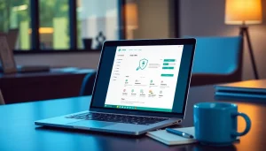 Download vpn fre easily with a laptop displaying a VPN setup interface.