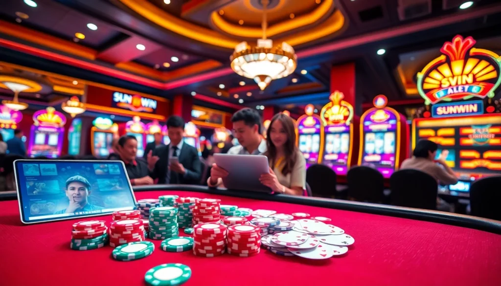 Experience the excitement of gambling at SUNWIN's vibrant casino with players winning big.
