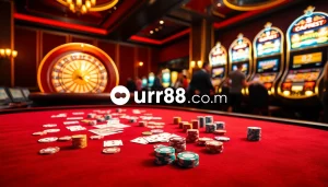 Experience thrilling poker and roulette action at urr88.com in a luxurious casino setting.