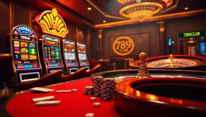 Engaging scene showcasing luxury gaming elements on trang chủ 789club with vibrant slot machines.