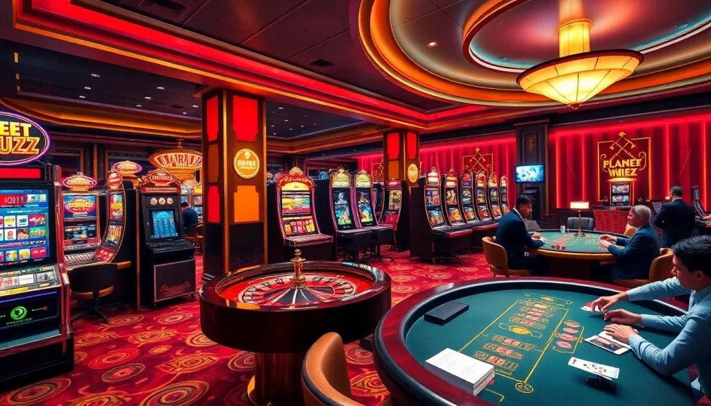 Experience the excitement of betting at Jeet Buzz casino with vibrant slot machines and enthusiastic players.
