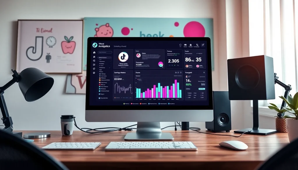 Engage with TikTok SMM panel through a professional digital marketing workspace, highlighting analytics.