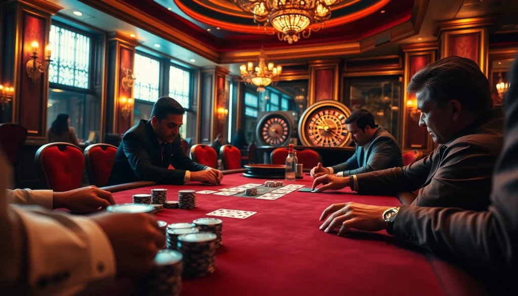 Action-packed poker scene at https://www.6rwin55.com/ featuring vibrant chips and intense players.