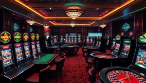 Engage in thrilling online betting at 54BET with vibrant casino tables and dynamic gaming atmosphere.