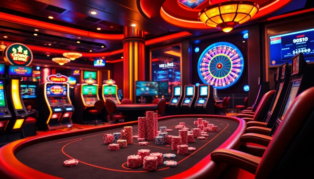 obraltoto memperkenalkan kegembiraan perjudian yang dinamis dengan meja kasino yang elegan, mesin slot, dan chip poker.