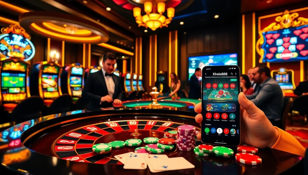 Khela88 players enjoying an immersive casino experience with roulette, slots, and poker.