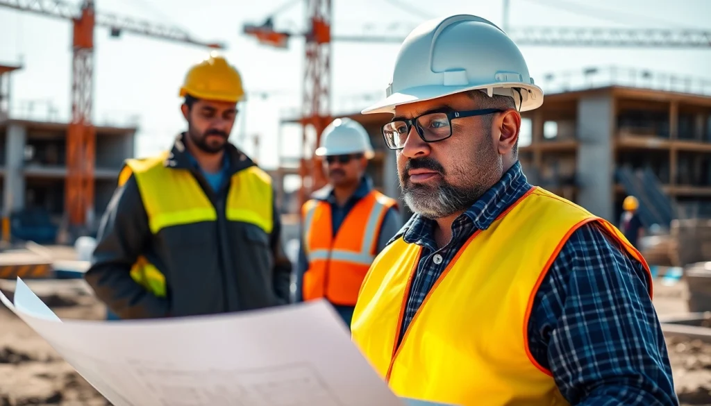 New Jersey General Contractor overseeing a vibrant construction site project, emphasizing teamwork and professionalism.