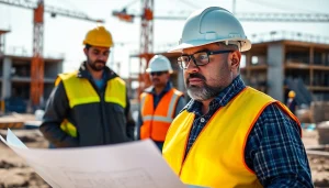 New Jersey General Contractor overseeing a vibrant construction site project, emphasizing teamwork and professionalism.