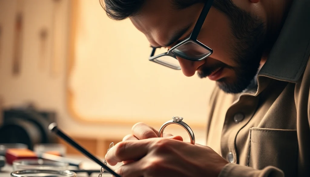 Craft a luxurious platinum ring in a professional jeweler's workshop.