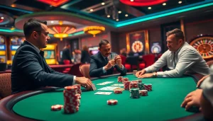Engaging poker scene at https://rr88.pizza/ with vibrant colors and professional players.