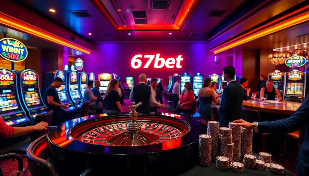 Excited players at the 67bet roulette table enjoying a thrilling casino experience.