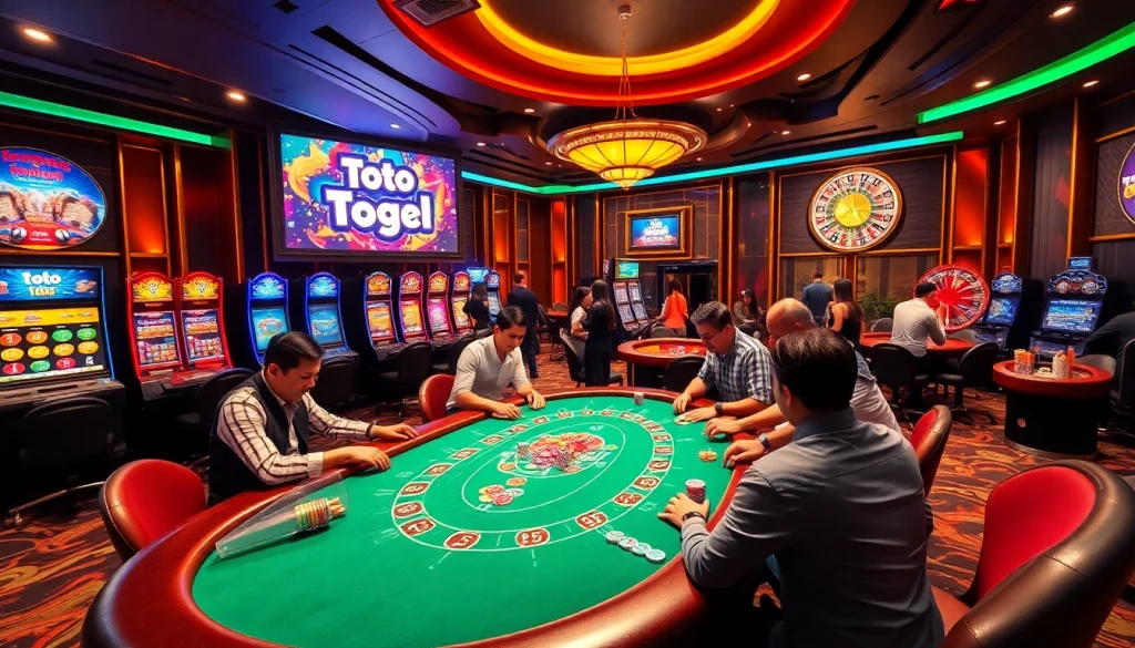 Experience the excitement of toto togel in a vibrant casino atmosphere with engaging players and thrilling games.