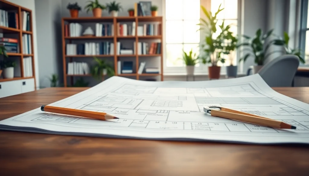 Visualize the detailed blueprint of das 142 on an architect's desk with tools, suggesting creativity.