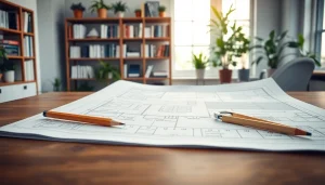 Visualize the detailed blueprint of das 142 on an architect's desk with tools, suggesting creativity.