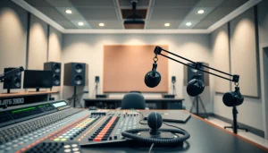 Explore hometownstation.com radio studio with advanced audio equipment and serene atmosphere.