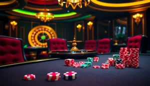Engage in high-stakes excitement at BIG88.BAR with this dynamic casino scene depicting vibrant poker action and roulette thrills.