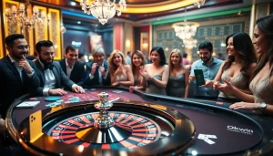 Gamble at Okwin with enthusiasts enjoying a luxurious casino experience at the game table.