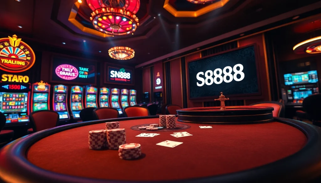 Experience the thrill of SN888 with players engaging at a luxury casino table.