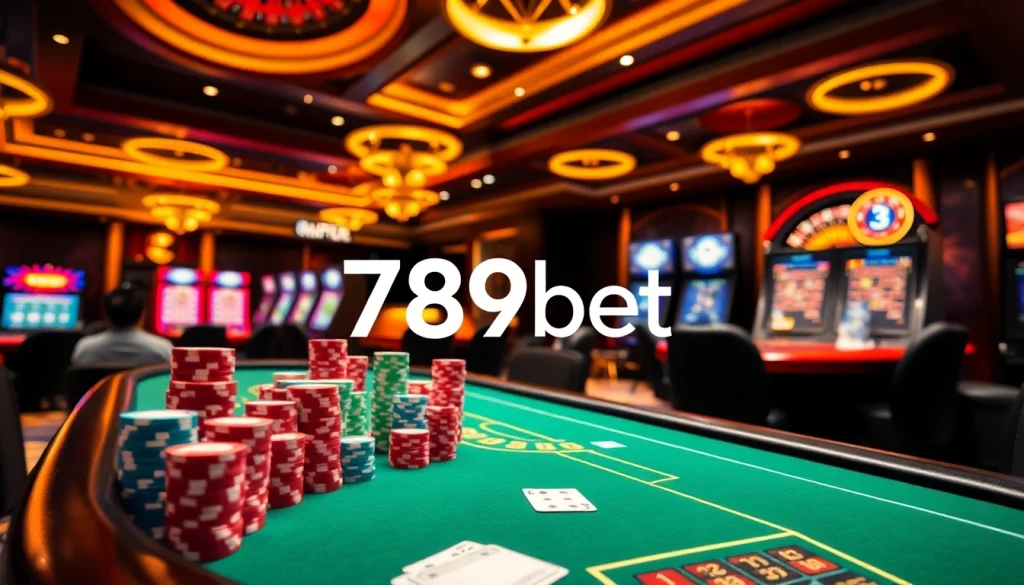 Players enjoying a thrilling game of poker at 789bet casino, surrounded by excitement and luxury.