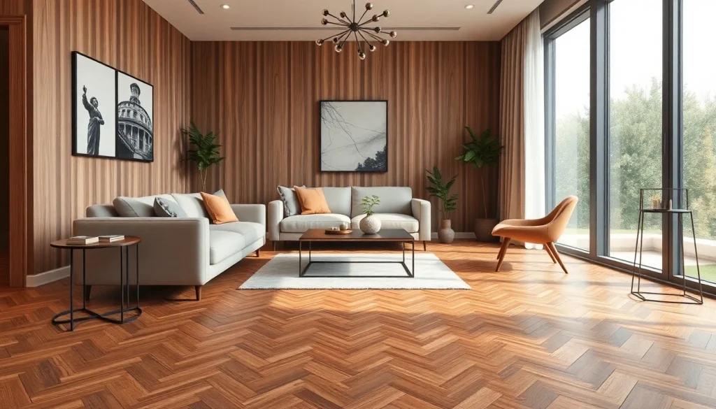 Superbe carrelage imitation parquet dans un intérieur moderne.