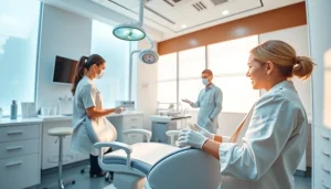 専門的ケアでホワイトニング施術を強調する歯科クリニックのシーン