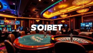 Experience the thrill of SOIBET with a luxurious gaming setup and excited players.