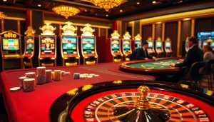 Experience the thrill of gambling with lu88 at a luxurious casino table featuring poker chips and roulette.