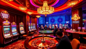 Experience thrilling gameplay with slots and poker at plus777a.ph in a luxurious casino setting.