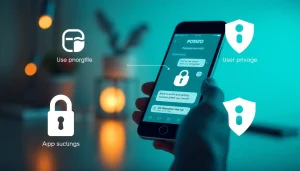 Potato下载: Showcase the Potato app interface emphasizing security features like end-to-end encryption and self-destructing messages.
