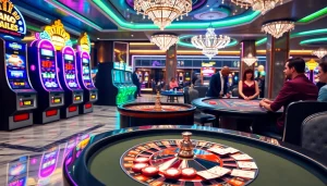 S88 players enjoying a high-stakes game at a casino table with poker chips and cards.