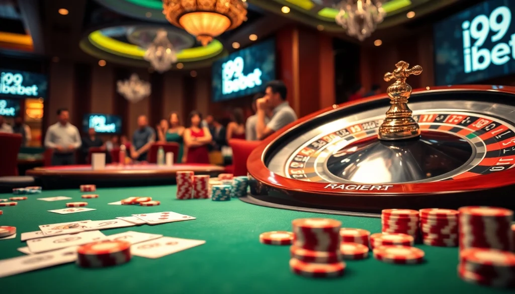 Experience the thrill of high-stakes poker at i9bet with dynamic gaming elements and vibrant casino design.