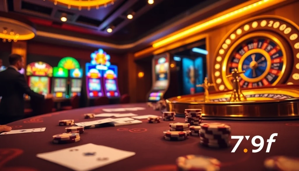 Engaging players at a luxurious online casino with 789f logo prominently featured.