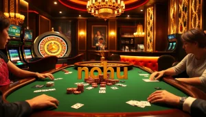 NoHu enhances the luxury of a vibrant casino atmosphere with poker games and dazzling slot machines.