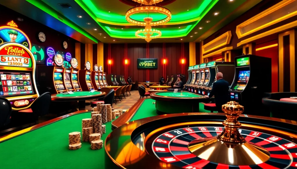 Players enjoying a thrilling experience at the trang chủ i9bet online casino, featuring vibrant gaming elements.