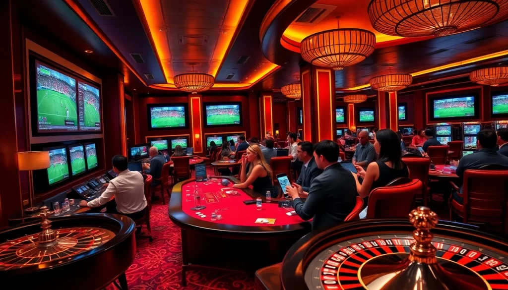 Watch thrilling football matches live on LuongsonTV in a vibrant casino atmosphere.
