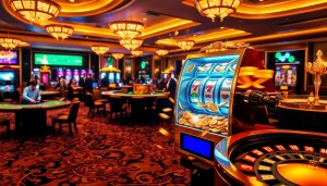 Experience the thrill of idn slot gaming in a luxurious casino setting filled with excitement and vibrant action.