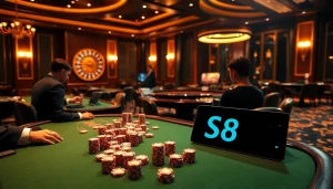 Players experience the thrill of high-stakes gambling at luxurious tables themed with S8 elements.