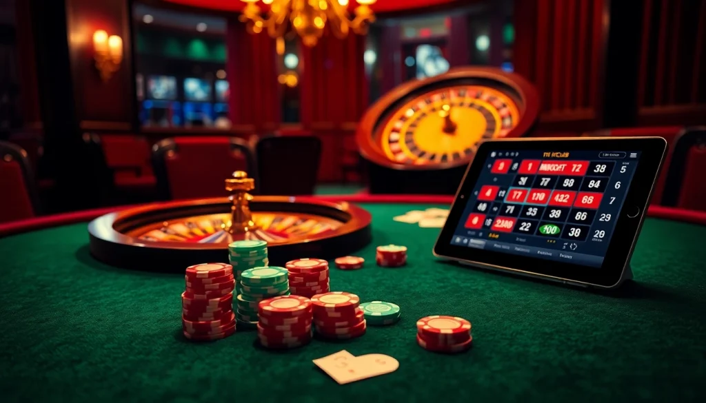 Engage in excitement with tai hitclub at a vibrant casino table, featuring poker chips and cards.