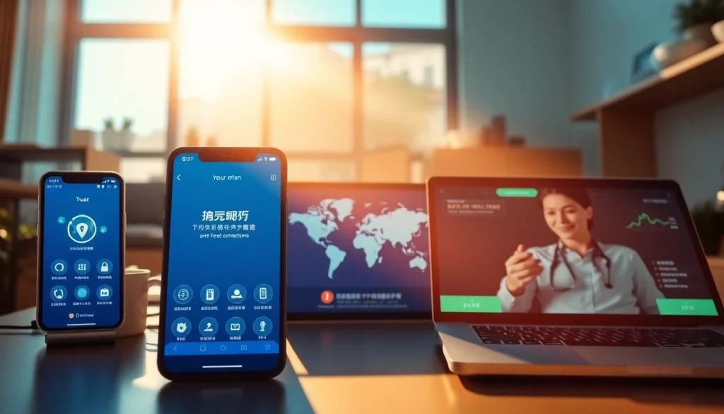 快连下载 on multiple devices showcasing seamless internet connectivity and global access.