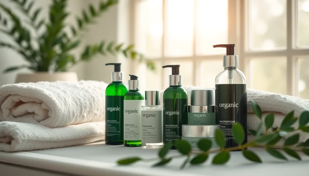 Ekologiska kosmetika displayed beautifully in a serene spa setting, promoting skin wellness.