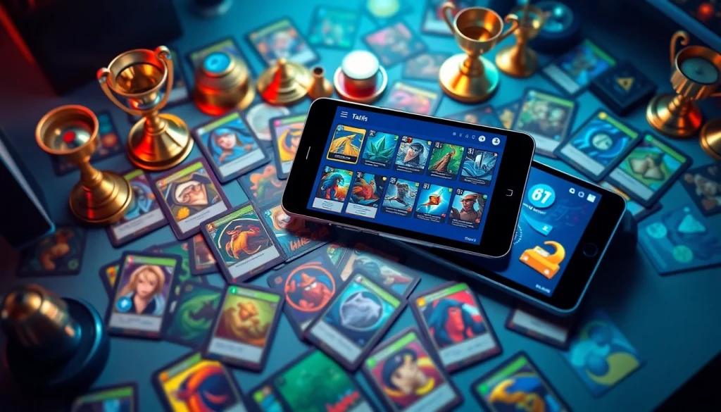 魅力的なゲームプレイと報酬を示すカラフルなオンライントレーディングカードプラットフォームで描かれる日本トレカセンター評判